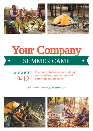 Summer Camp For Company Colleagues Poster A3 Design Template