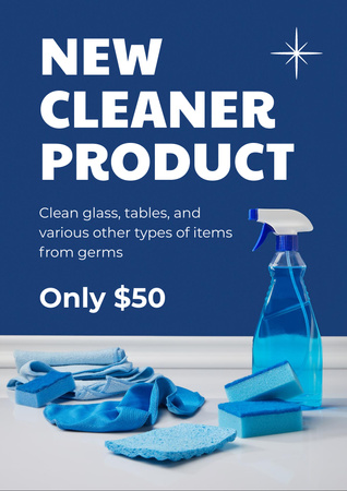 Cleaner Product Ad with Blue Cleaning Kit Flyer A4 Design Template