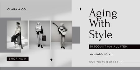 Aging With Fashion Style Sale Offer Twitter Design Template