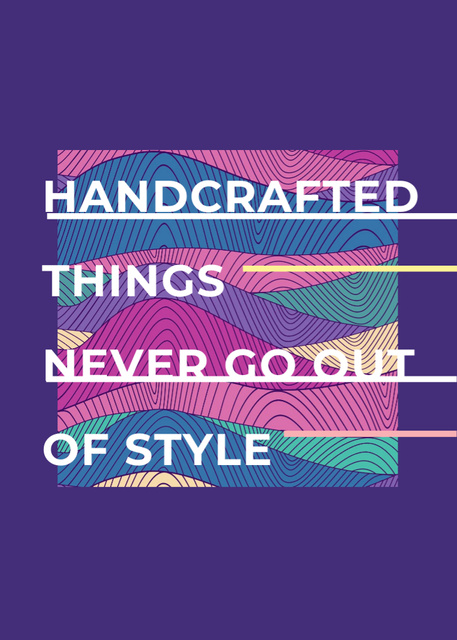 Handcrafted things Quote on Waves in purple Invitation Modelo de Design