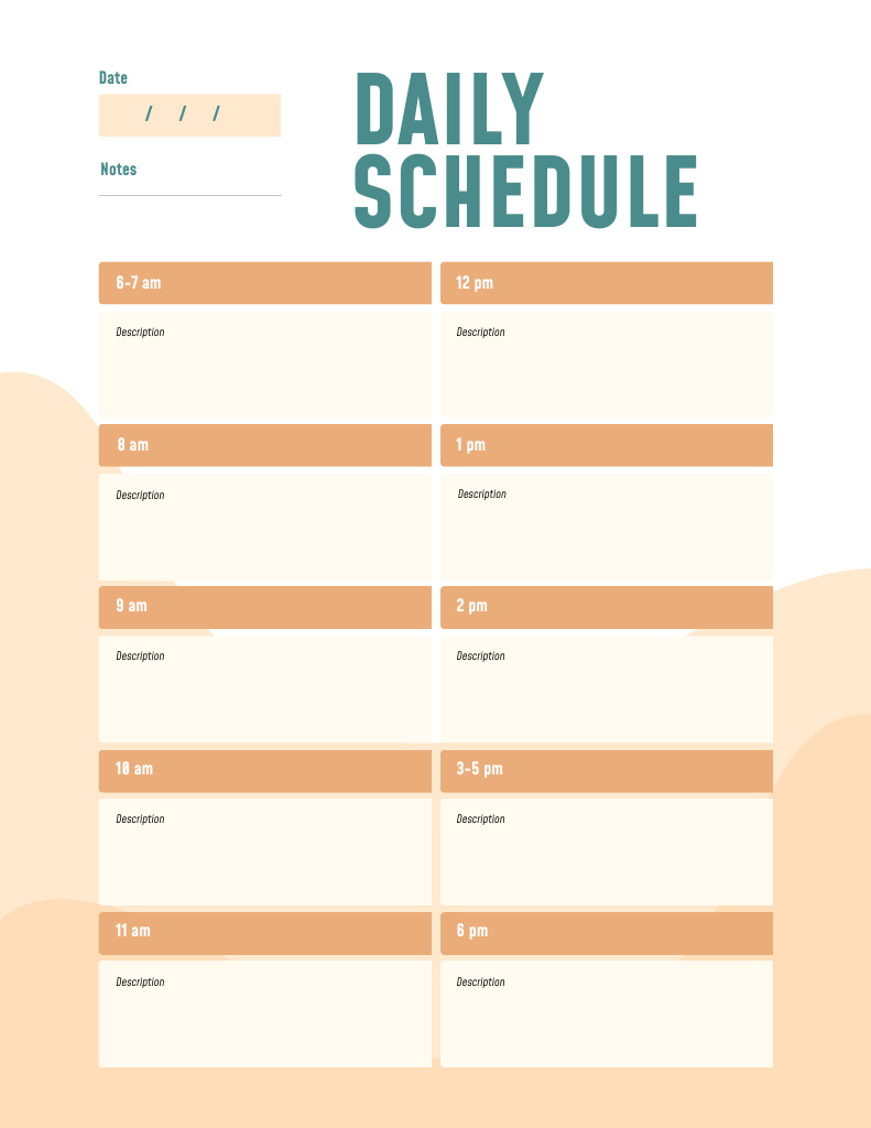 24 Hour Daily Schedule Notepad 8.5x11in Design Template