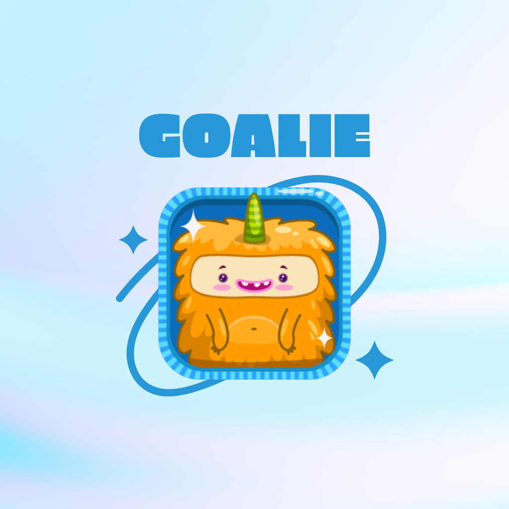 Ontwerpsjabloon van Logo van Cute Game Character on Blue