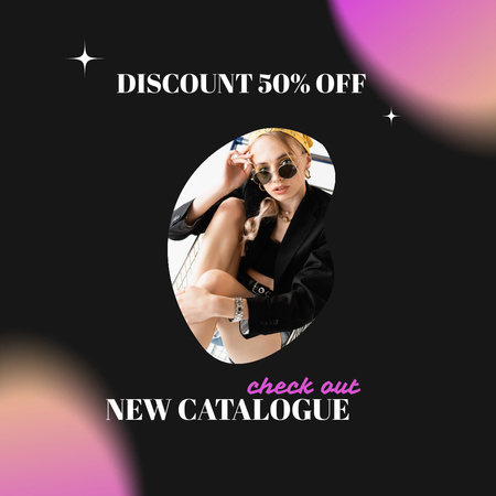 Discount Offer with Girl in Stylish Outfit Instagram Design Template