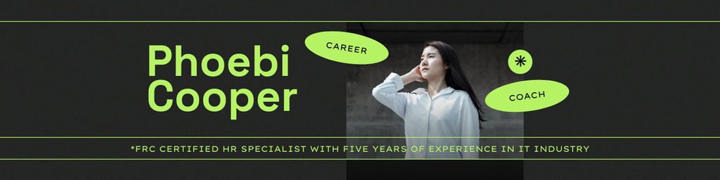 Work Profile of Career Coach on Green LinkedIn Cover Tasarım Şablonu