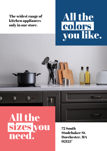Kitchen Appliances Store Ad Poster A3 Πρότυπο σχεδίασης