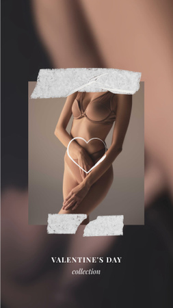 Modèle de visuel Woman in Valentine's Day Elegant Lingerie - Instagram Video Story