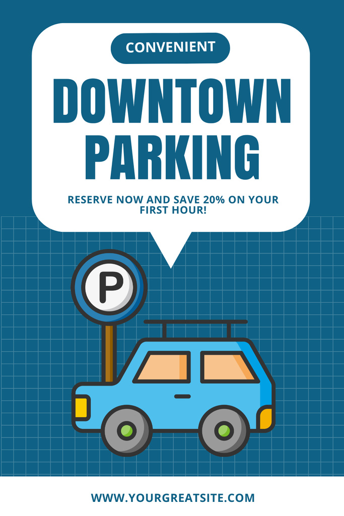 Promo for Convenient Parking in City on Blue Pinterest Πρότυπο σχεδίασης