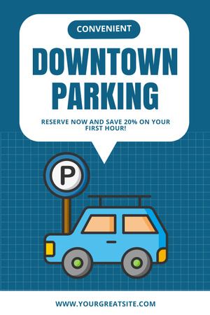 Promo for Convenient Parking in City on Blue Pinterest Design Template