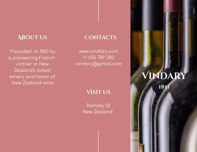 Wine Tasting Announcement with Bottles in Pink Brochure 8.5x11in – шаблон для дизайну