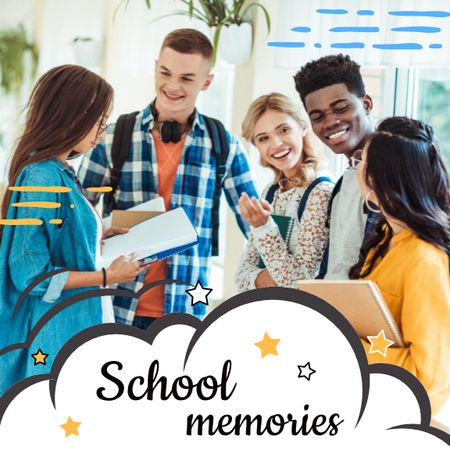 School Memories Book with Students Photo Book Design Template