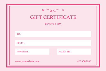 Ontwerpsjabloon van Gift Certificate van Gift Voucher for Beauty Salon and Spa