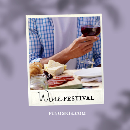 Anúncio de evento do Festival do Vinho com uma taça de vinho na mão Animated Post Modelo de Design