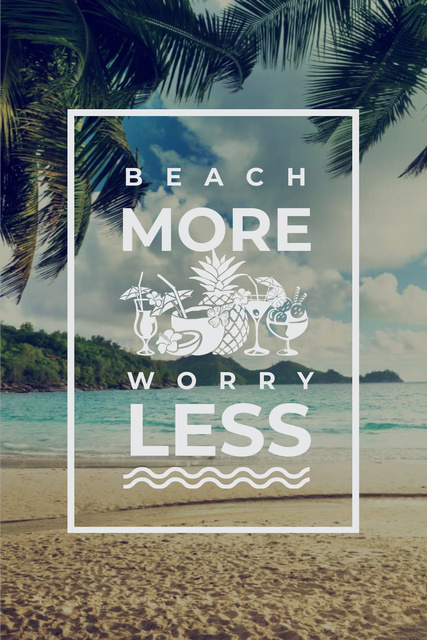 Travel concept with sandy beach and palm trees Pinterest – шаблон для дизайну