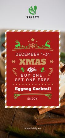 Christmas Drinks Offer Glasses with Eggnog Flyer DIN Large Design Template