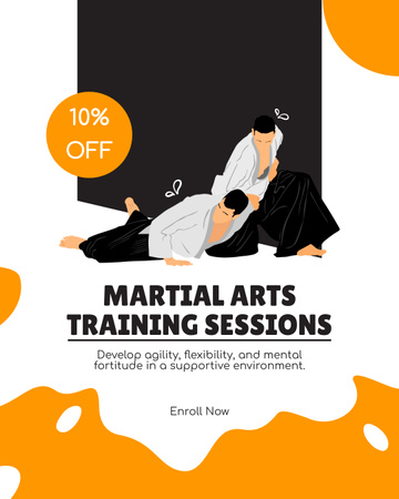 Discount On Martial Arts Training Sessions Instagram Post Vertical Design Template