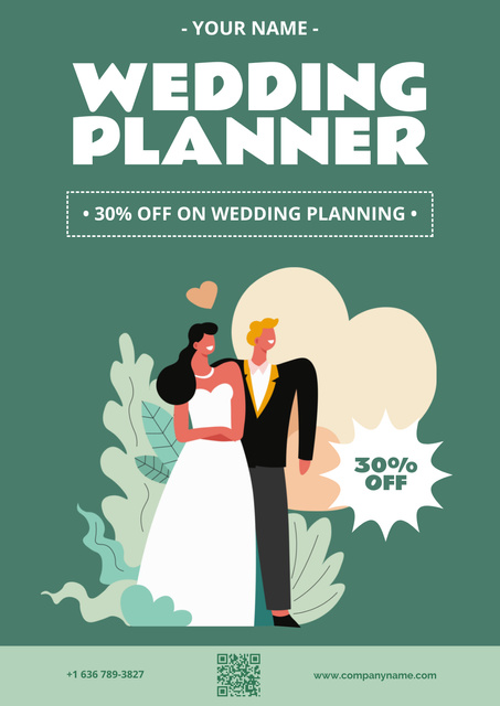 Discount Offer on Wedding Planner Services Poster Tasarım Şablonu