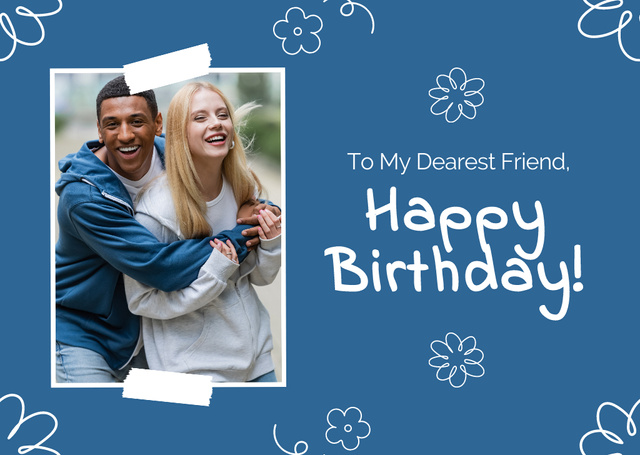 Happy Birthday Wishes with Young Couple Card Tasarım Şablonu