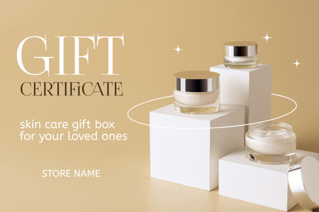 Platilla de diseño Skincare Gift Box Elegant Ivory Gift Certificate
