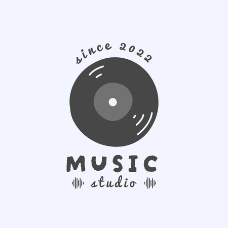 Music studio Ad with Vinyl Logo Design Template