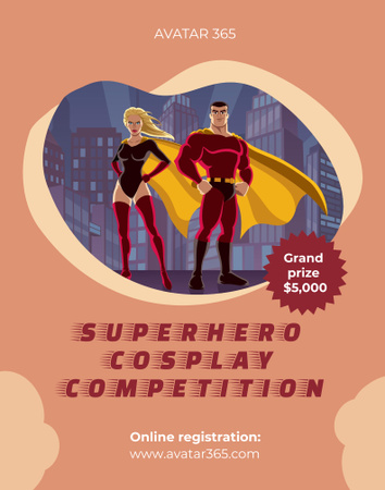 Superhero Cosplay Competition Announcement Poster 22x28in Design Template