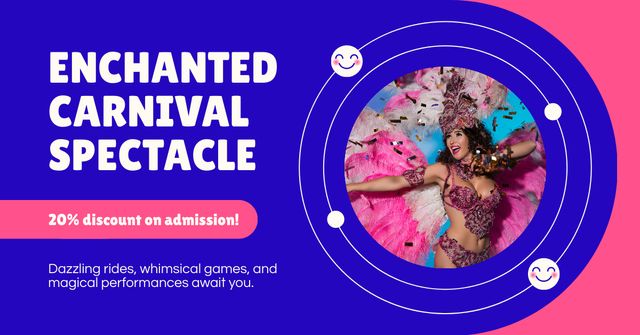 Enchanted Carnival Spectacle With Discount Facebook AD Design Template