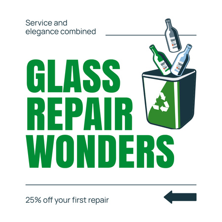 Best Glass Repair With Discount For Bottles Instagram AD Design Template