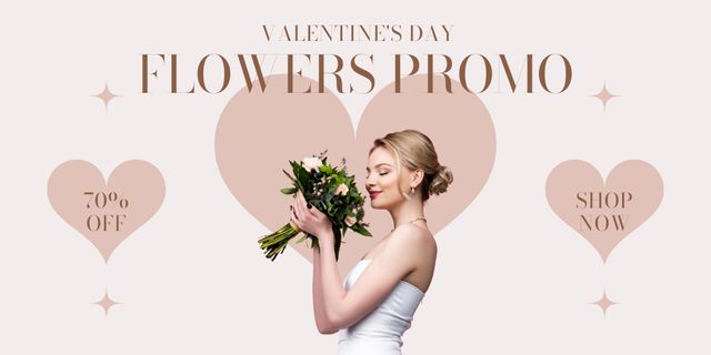 Platilla de diseño Flower Sale with Beautiful Blonde for Valentine's Day Twitter