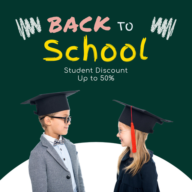 Back to School Sale Offer with Cute Pupils Instagram Design Template