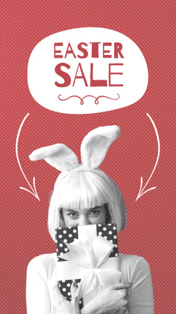Fascinating Easter Holiday Sale Offer With Gift In Red Instagram Story tervezősablon