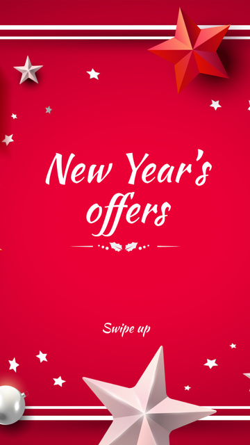 New Year's Offers with Festive Stars Instagram Story Design Template