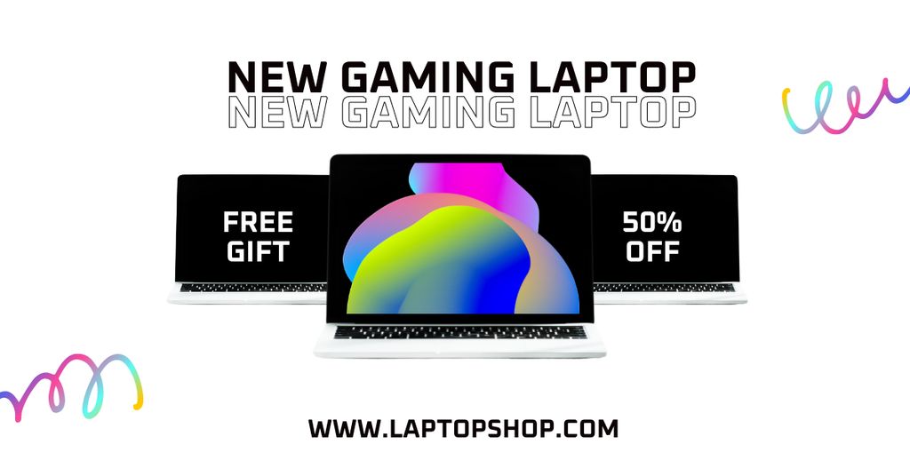 New Gaming Laptop Discount Announcement Facebook AD Design Template