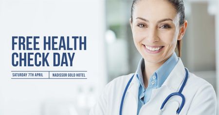 Plantilla de diseño de promoción clínica con smiling doctor Facebook AD 