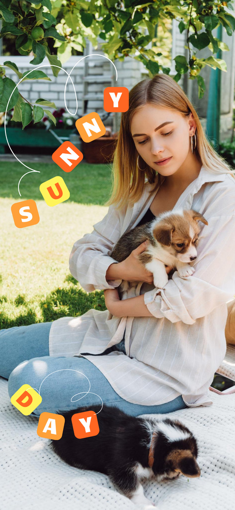 Ontwerpsjabloon van Snapchat Moment Filter van Sun Shining Days Outdoor with Puppies