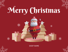 Christmas Cheers with Stylized Trees and Santa