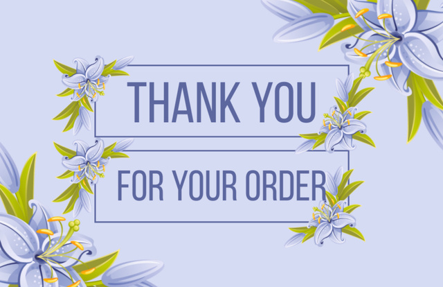 Thank You Notification with Beautiful Blue Flowers Thank You Card 5.5x8.5in tervezősablon