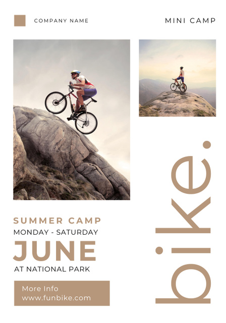 Awesome Bike Summer Camp Ad Poster 28x40in Design Template