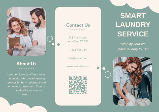 Smart Laundry Service Offer Brochure Tasarım Şablonu