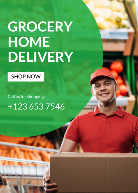 Grocery Home Delivery Service Flayer Modelo de Design
