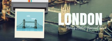 Plantilla de diseño de London Famous Travelling Spots with Bridge Facebook Video cover 
