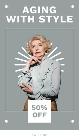 Fashionable Outfits With Discount For Elderly on Grey Instagram Story Modelo de Design