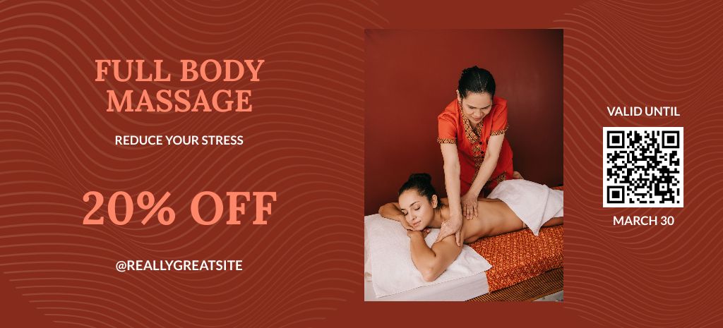 Full Body Massage Offer Coupon 3.75x8.25in Πρότυπο σχεδίασης