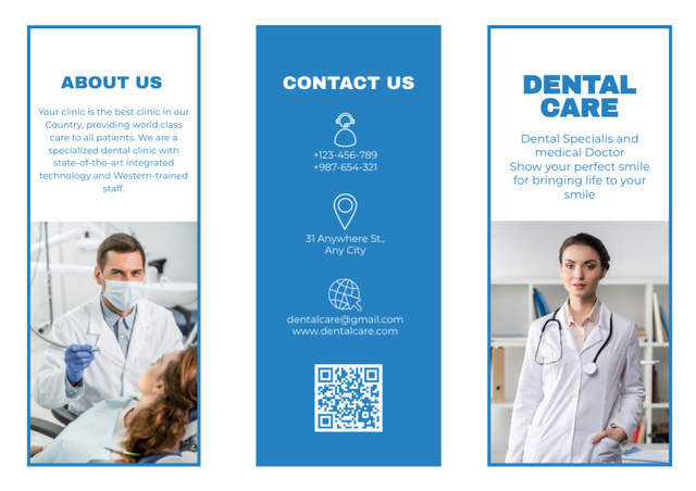 Information about Dental Clinic Services Brochure Design Template