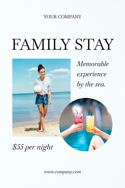 Beach Hotel Promotion For Family with Cocktails Pinterest Design Template