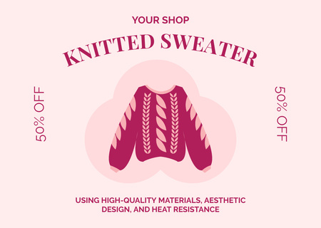 Platilla de diseño Handmade Knitted Sweater With Discount Card