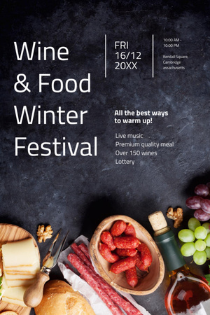 Food Festival invitation Wine and Snacks Invitation 6x9in Design Template