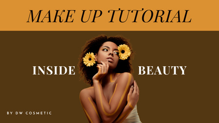 Tutorial de maquiagem com mulher africana Youtube Thumbnail Modelo de Design
