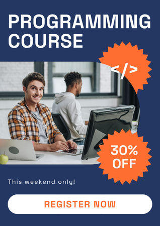 People studying at Programming Course Poster Design Template
