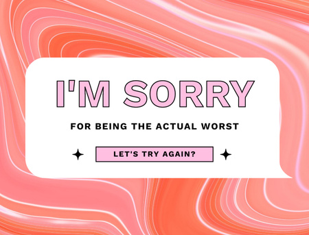 Cute Apology Phrase on Pink Pattern Postcard 4.2x5.5in Design Template