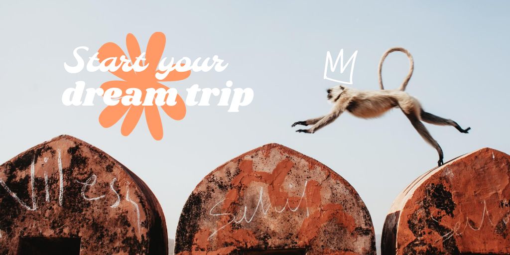 Travel Inspiration with Funny Animal Twitter Design Template