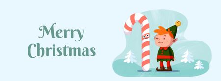 Christmas elf with candy cane Facebook Video cover Design Template